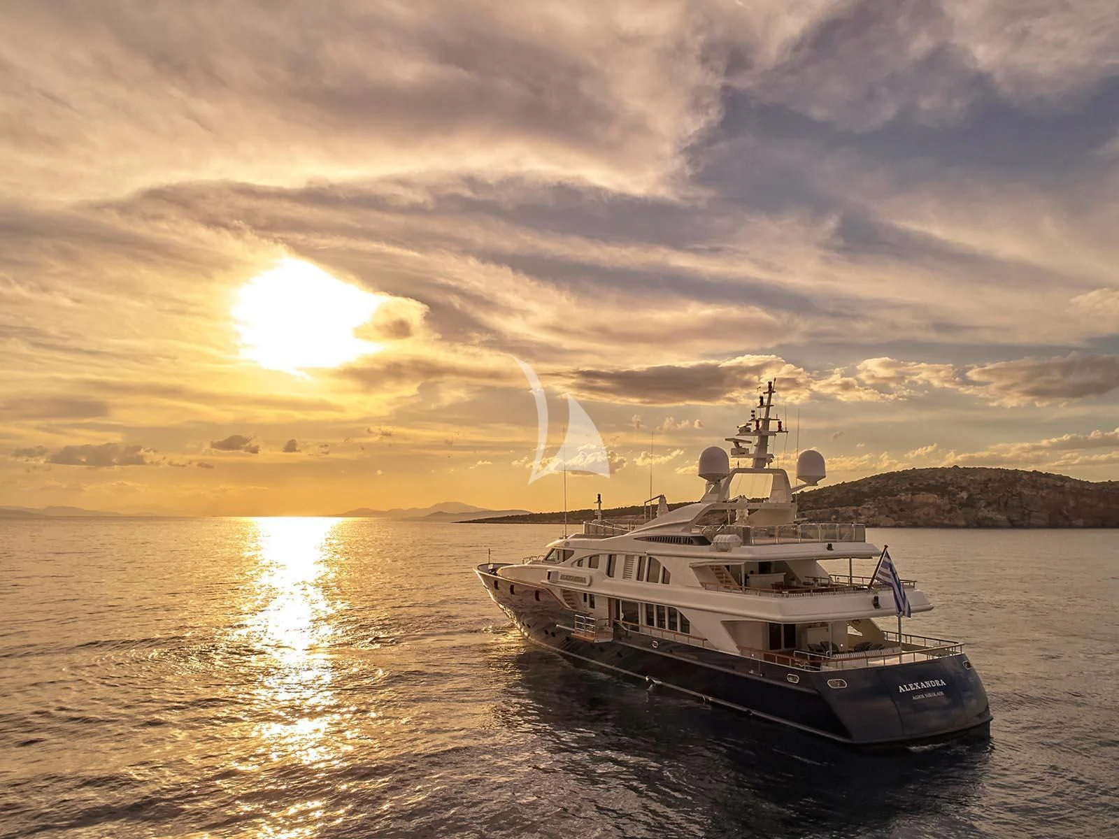a boat on the water aboard ALEXANDRA Yacht for Charter