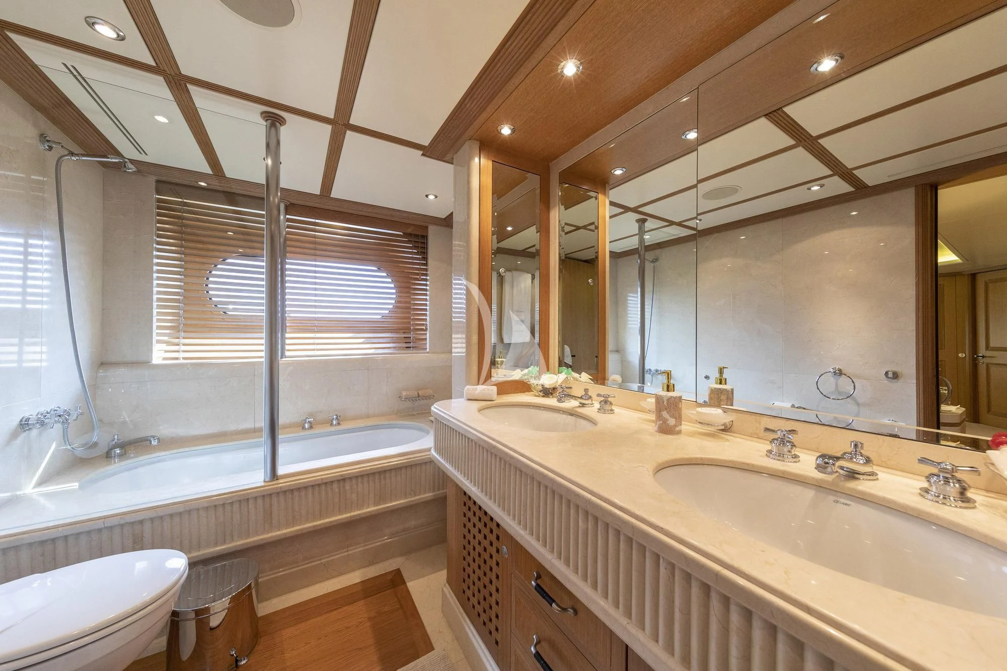 a bathroom with a large tub aboard ALEXANDRA Yacht for Charter