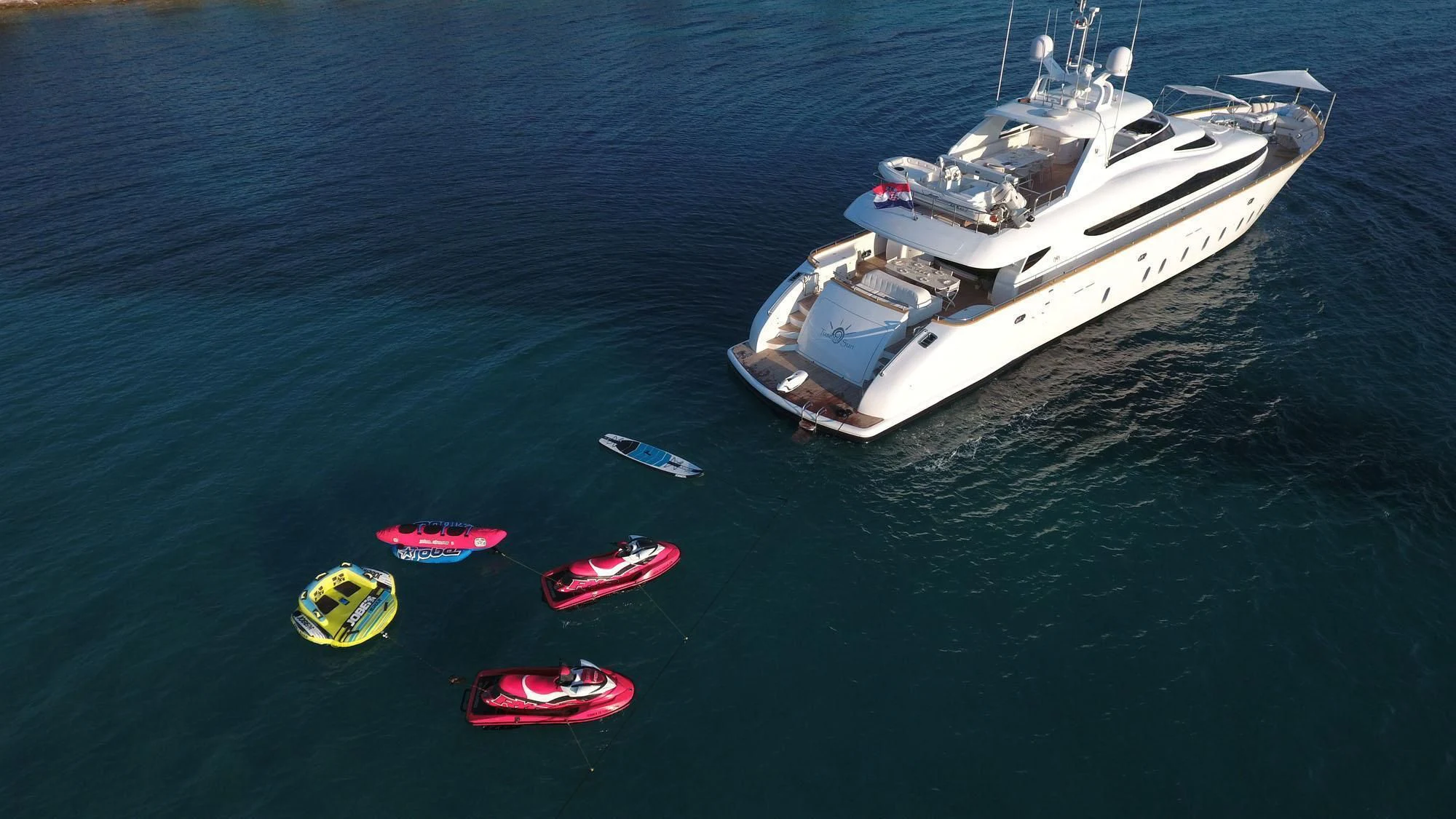 a high angle view of a boat aboard TUSCAN SUN Yacht for Charter
