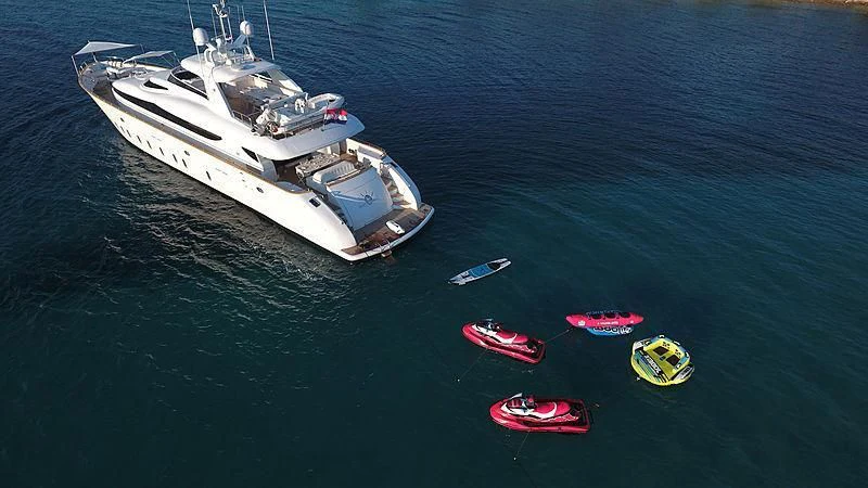 a high angle view of a boat aboard TUSCAN SUN Yacht for Charter