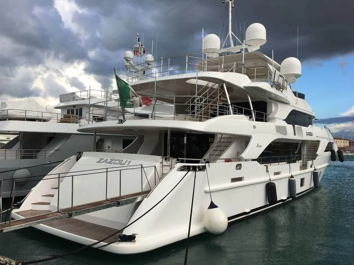 a white boat in the water aboard MISS LILY Yacht for Sale