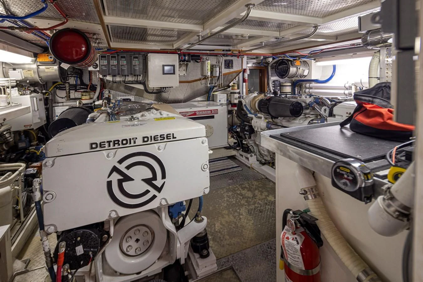 a room with machinery aboard UNDAUNTED Yacht for Sale