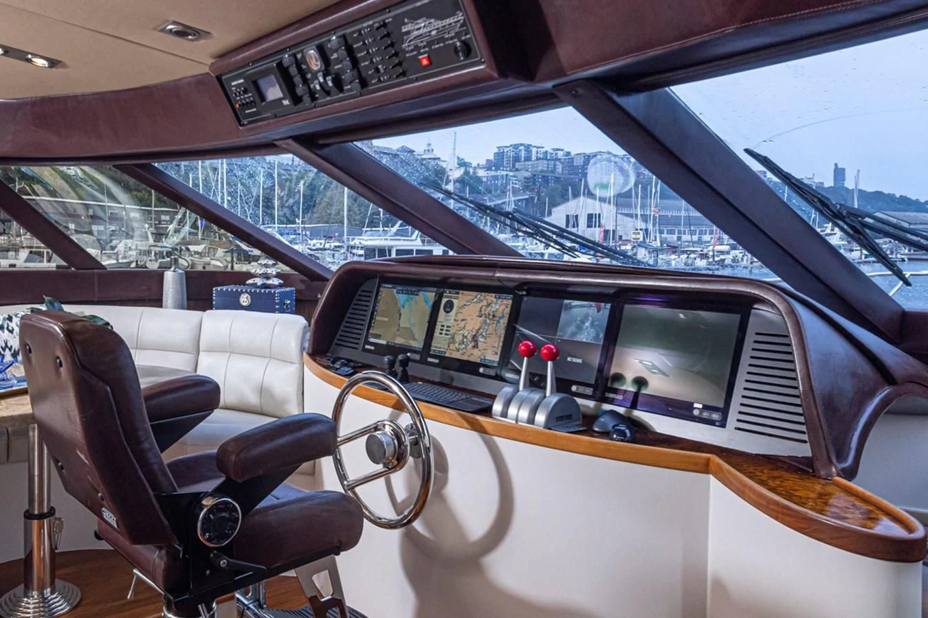 inside of a car aboard UNDAUNTED Yacht for Sale