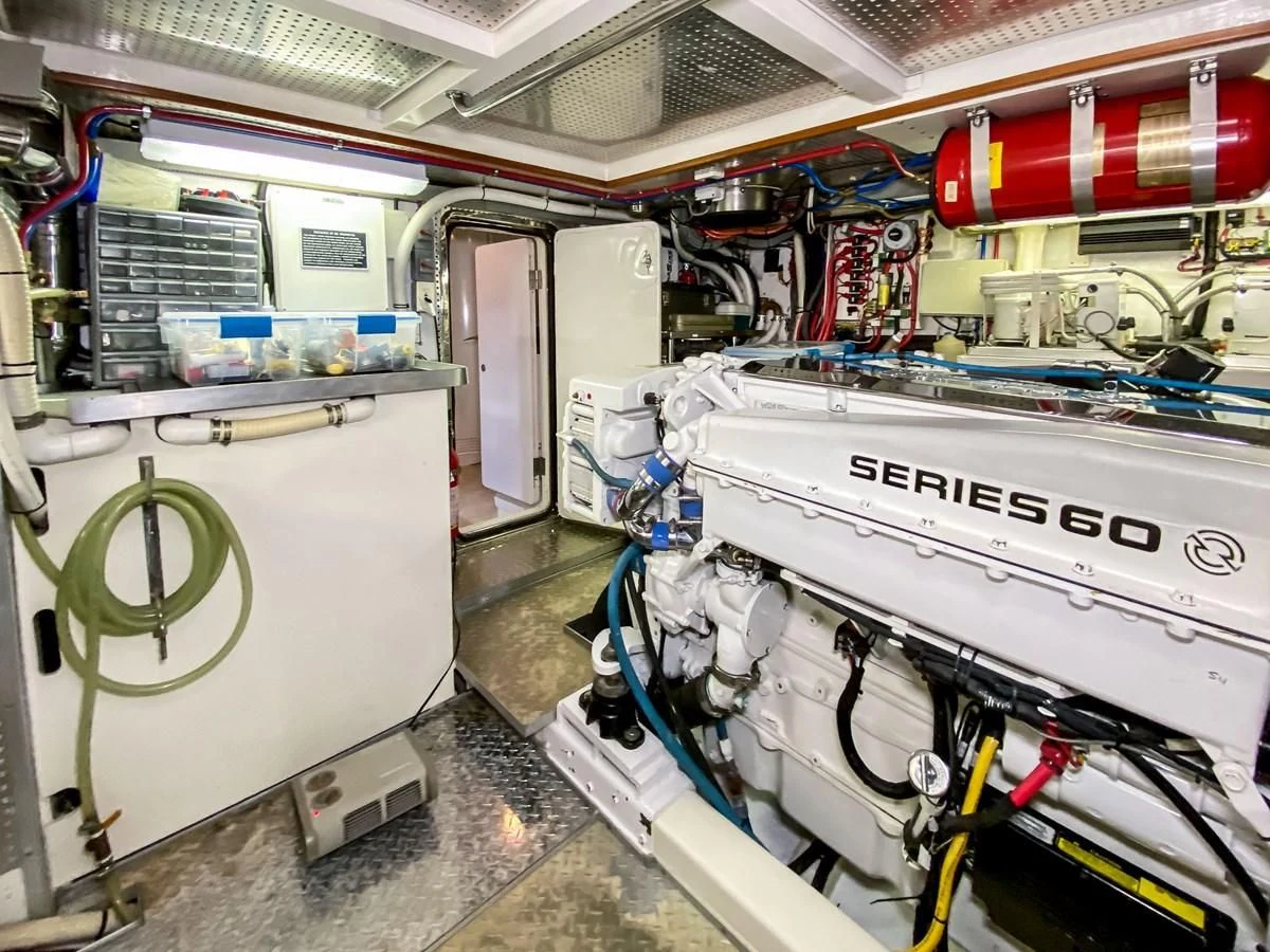 a room with machinery and equipment aboard UNDAUNTED Yacht for Sale