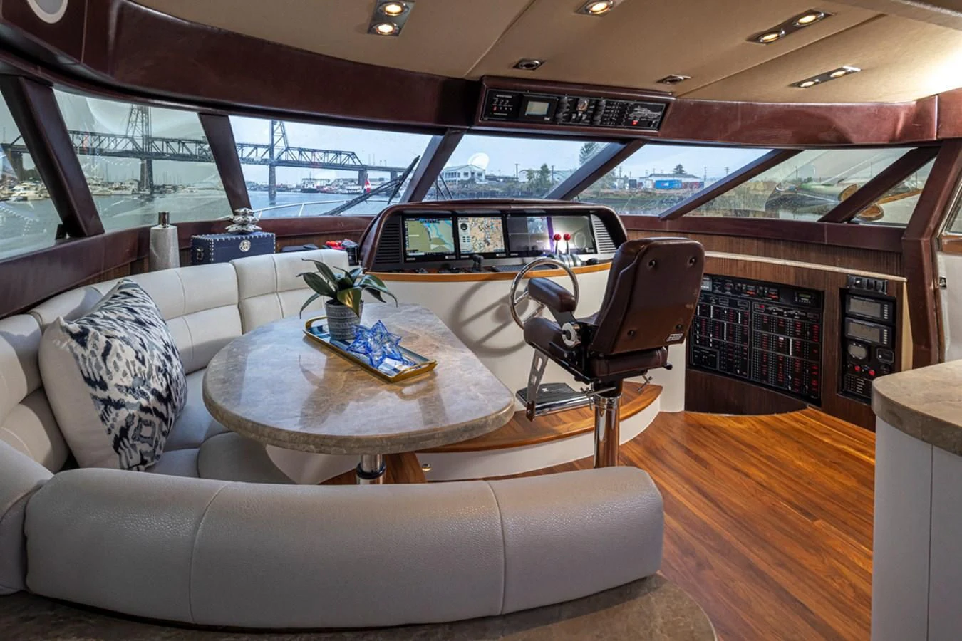 a car with a table and chairs aboard UNDAUNTED Yacht for Sale