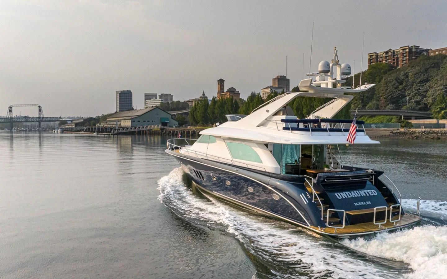 a boat on the water aboard UNDAUNTED Yacht for Sale