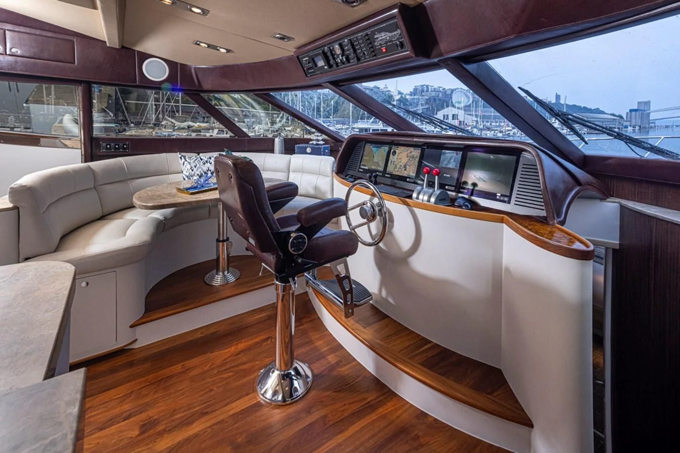 inside of a car aboard UNDAUNTED Yacht for Sale