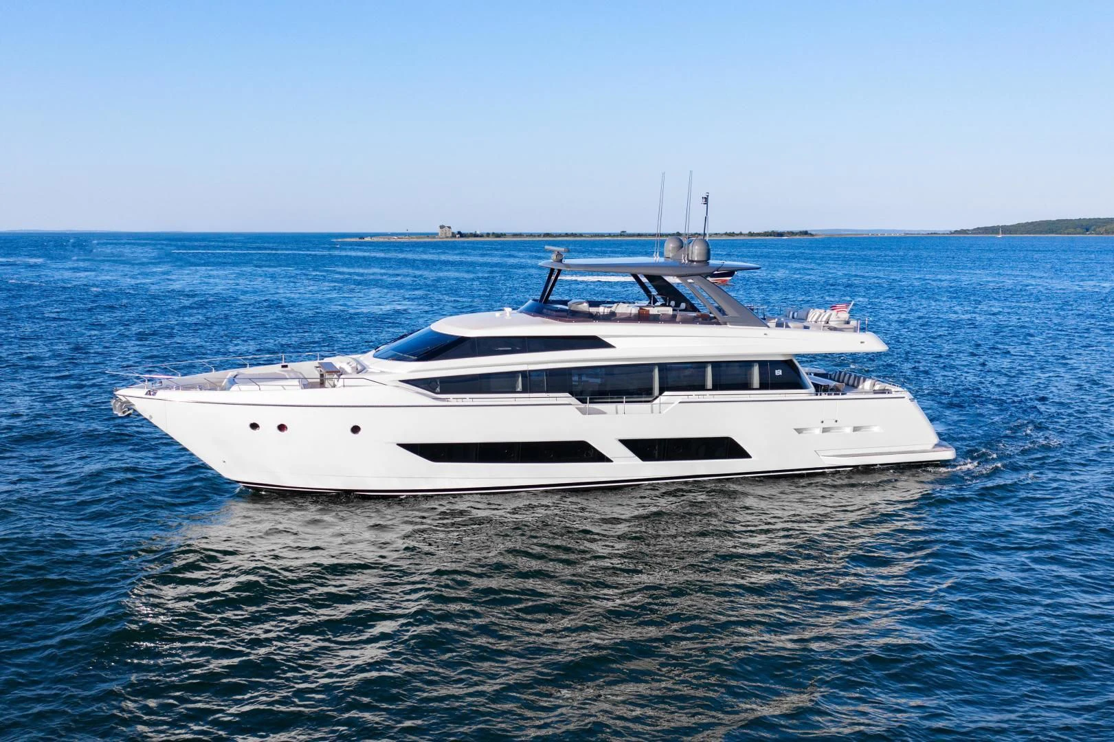 a white boat in the water aboard ISLA MARIE Yacht for Sale