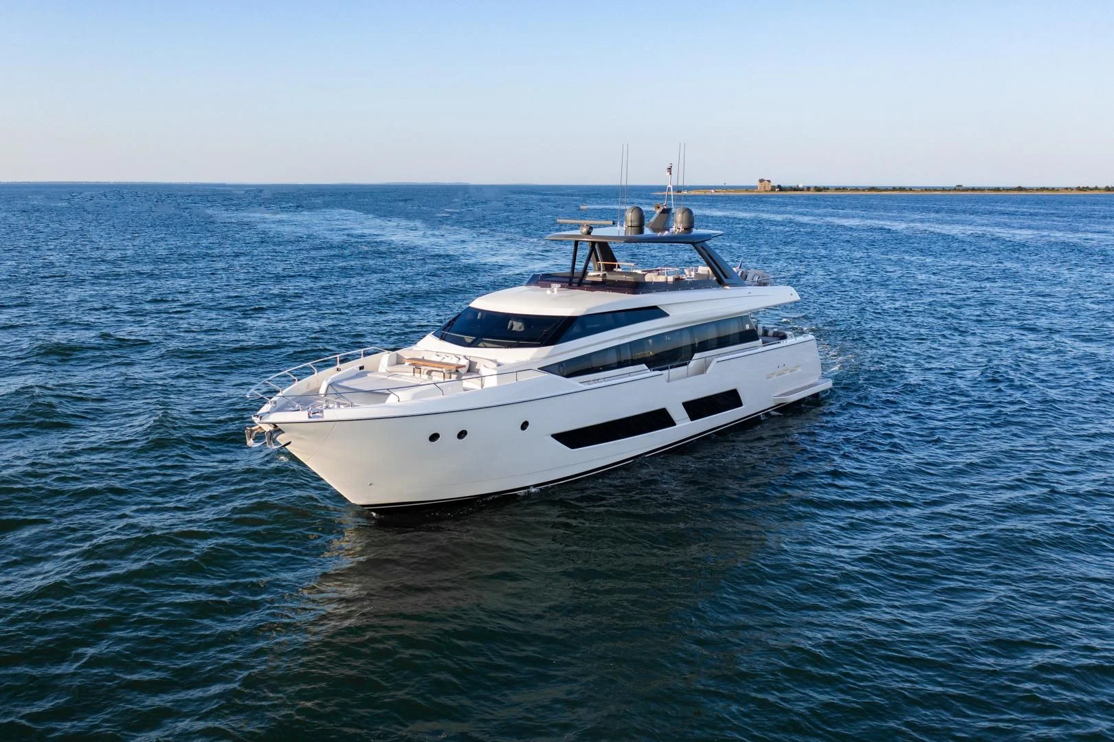 a white yacht in the water aboard ISLA MARIE Yacht for Sale