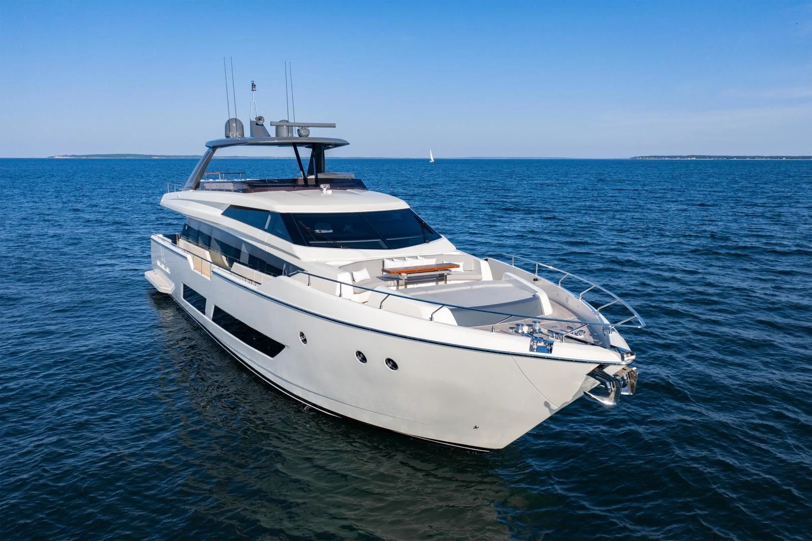 a white yacht in the water aboard ISLA MARIE Yacht for Sale
