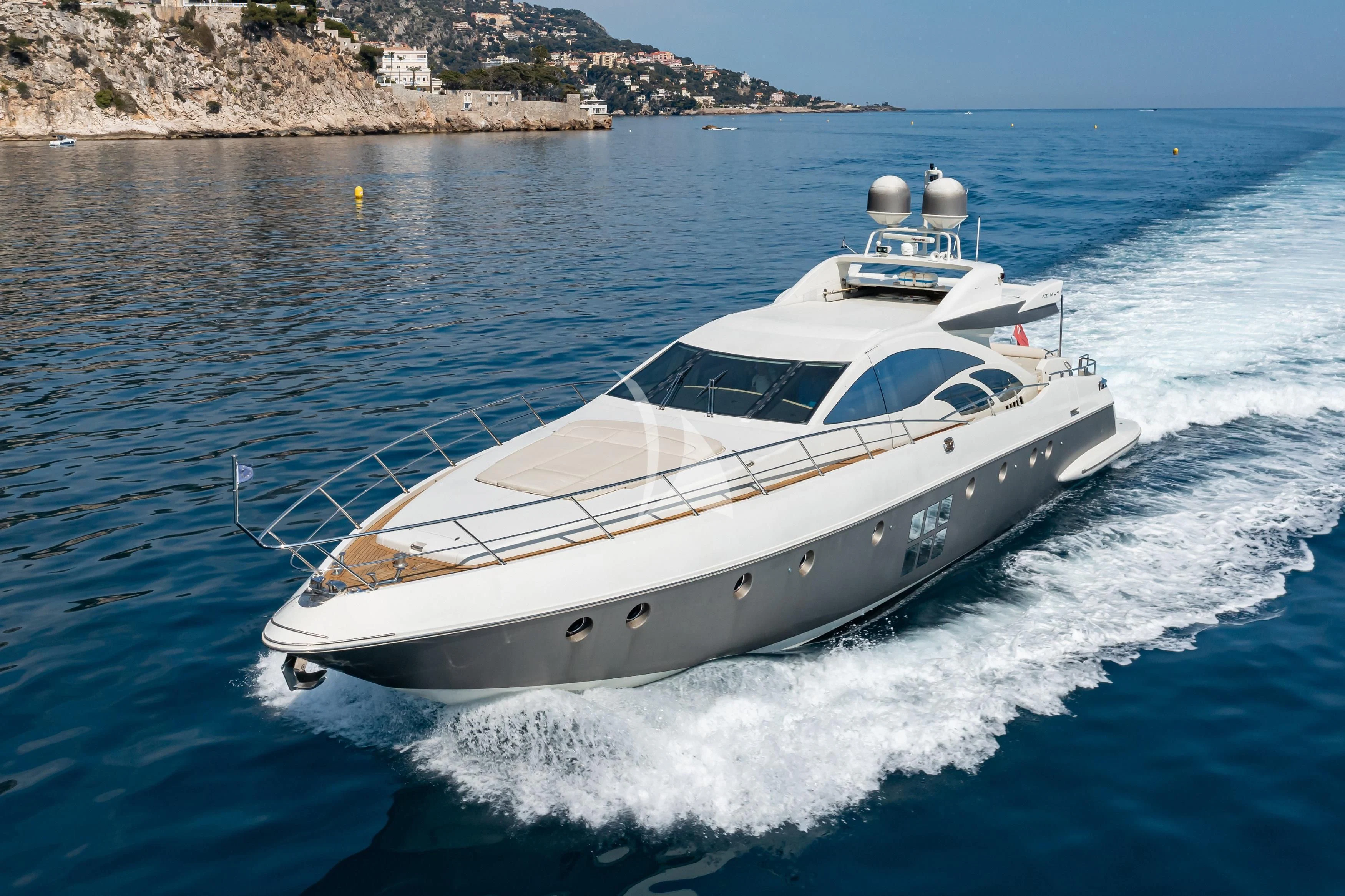 a white yacht on the water aboard NAMI Yacht for Sale