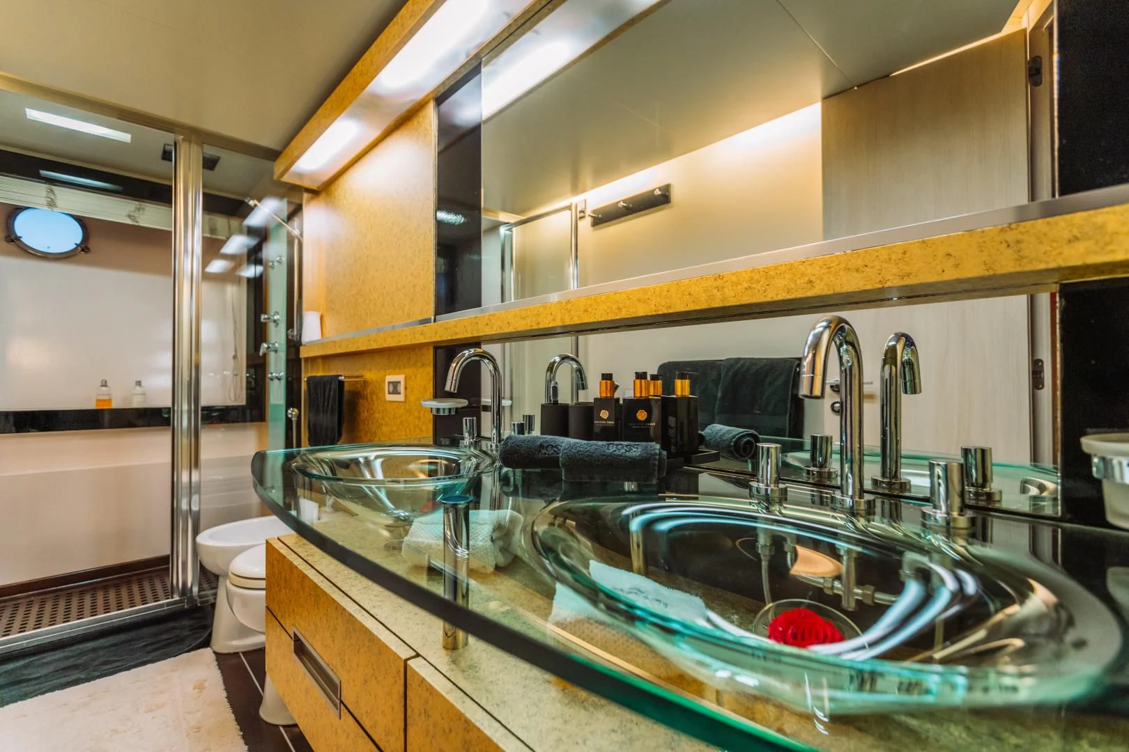 a large kitchen with a large sink aboard NAMI Yacht for Sale