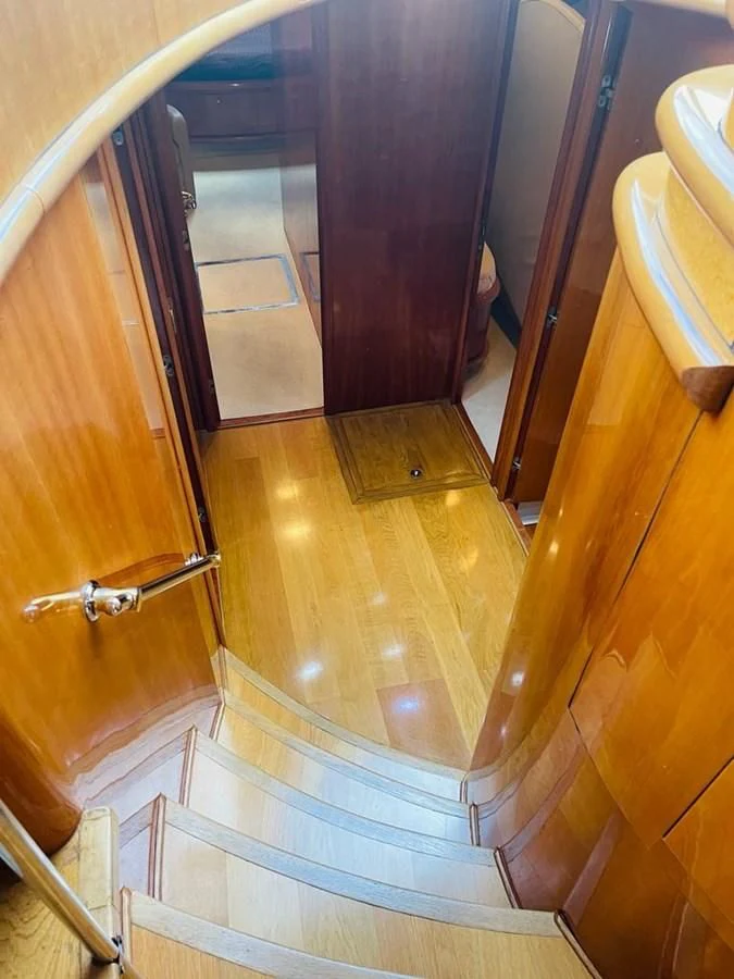 a bathroom with a glass shower aboard LADY ESTHER Yacht for Sale