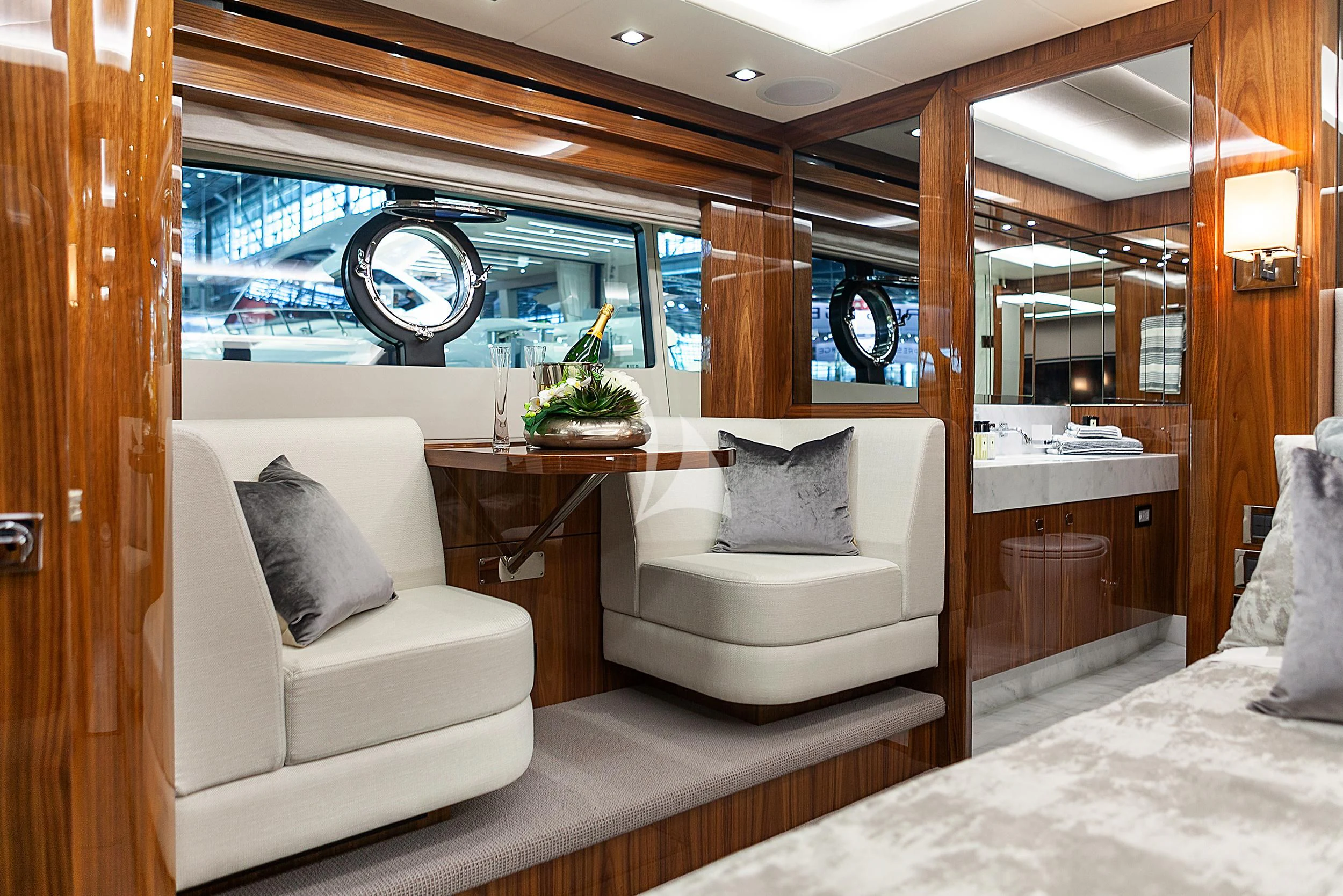 a room with a bed and a sink aboard BLUE INFINITY Yacht for Sale