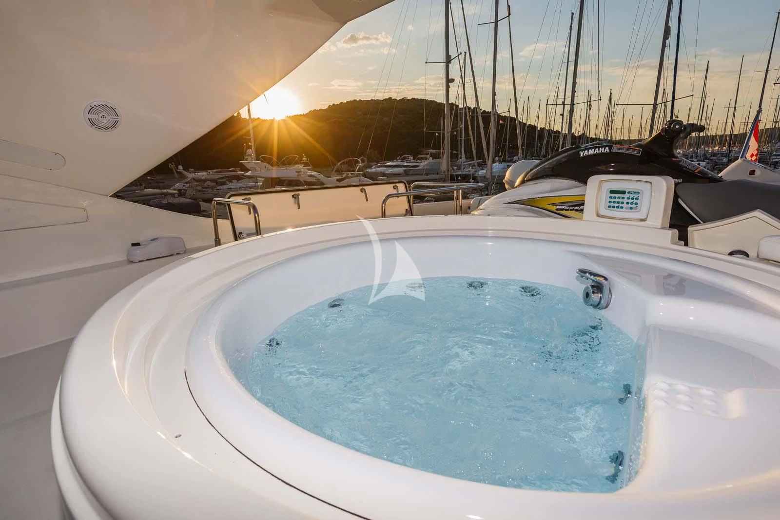 a pool with a large sailboat aboard MISS KATARIINA Yacht for Sale