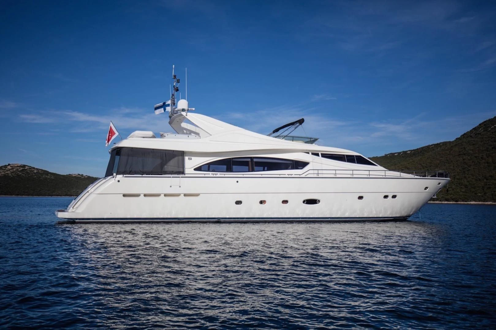 a white yacht on the water aboard MISS KATARIINA Yacht for Sale