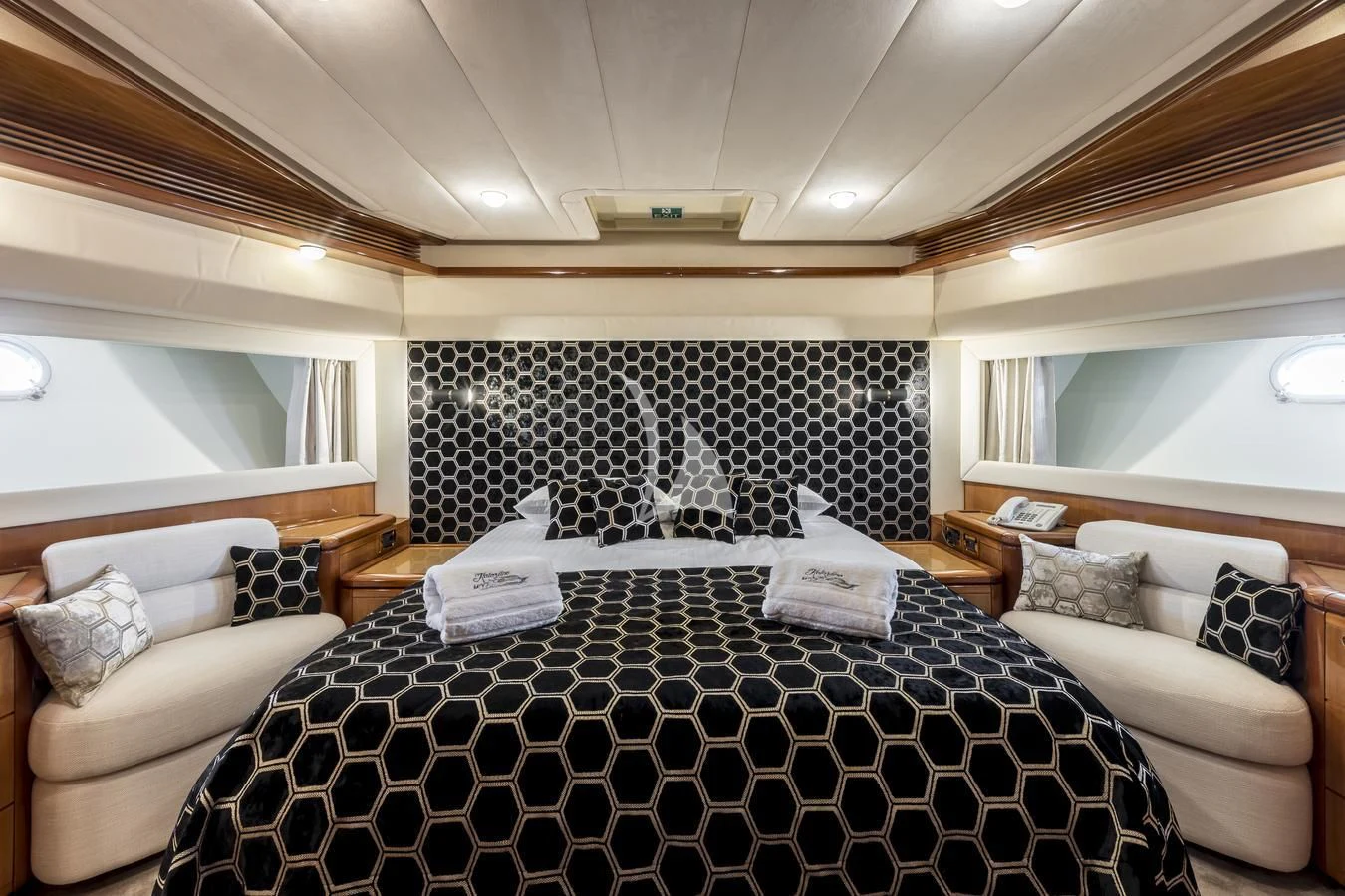 a room with two beds aboard MISS KATARIINA Yacht for Sale
