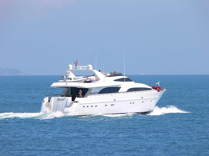 a white boat on the water aboard MARIEL Yacht for Sale