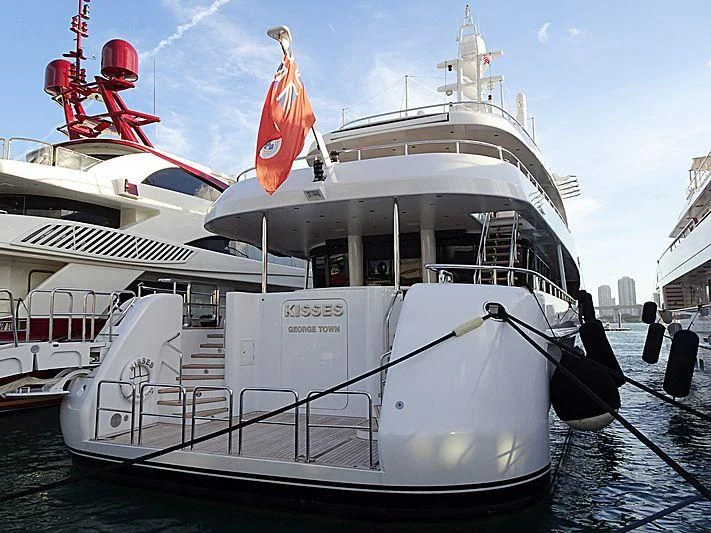 a large white boat aboard KISSES Yacht for Sale