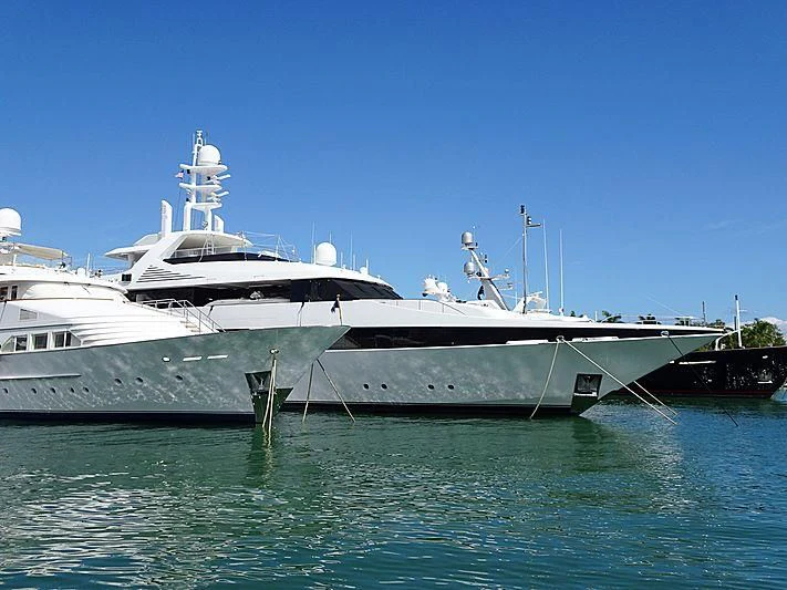 a large white ship aboard KISSES Yacht for Sale