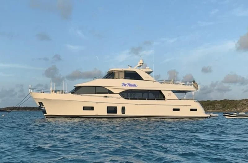 a white yacht in the water aboard FAR NIENTE Yacht for Sale
