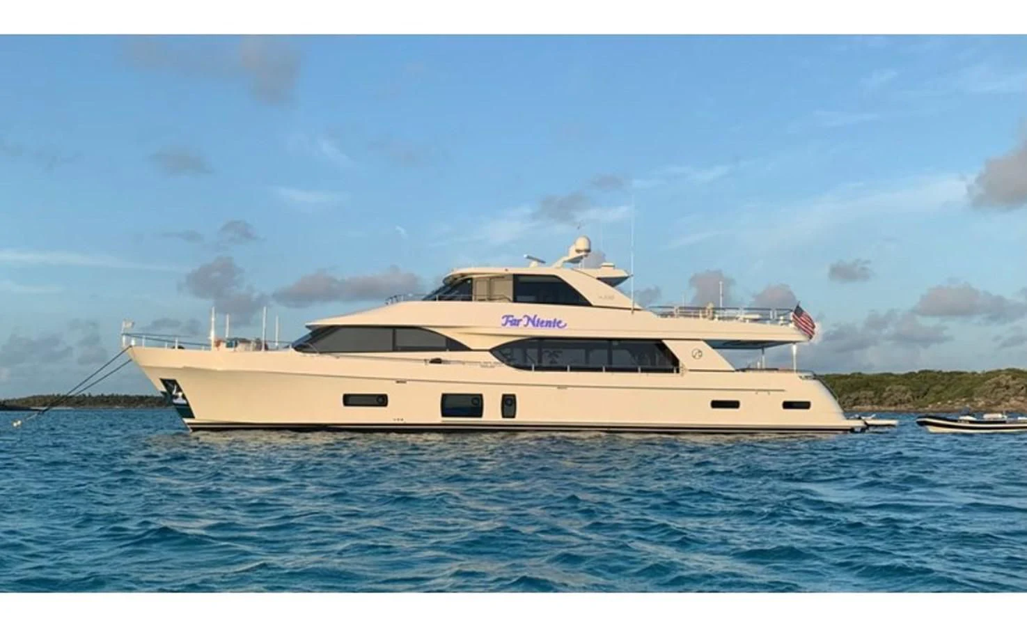 a white boat in the water aboard FAR NIENTE Yacht for Sale