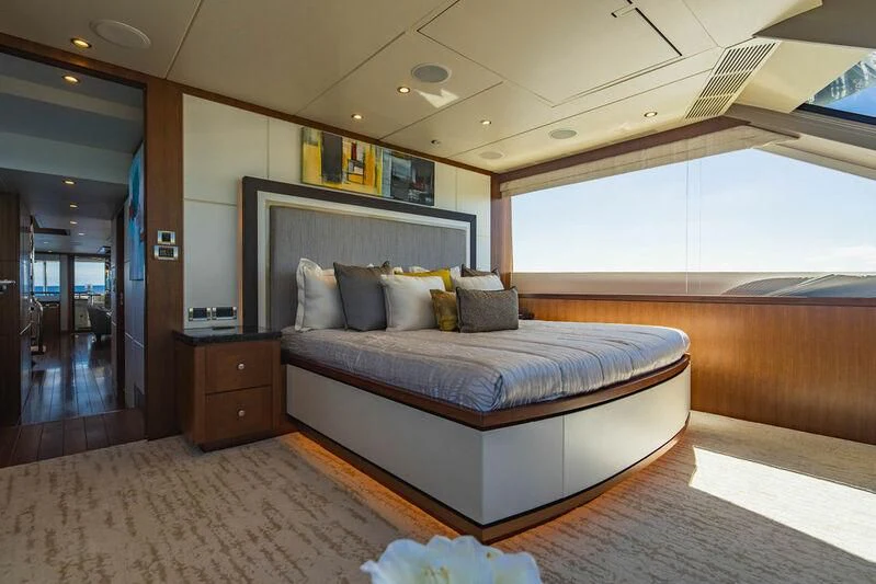 a bed in a room aboard FAR NIENTE Yacht for Sale