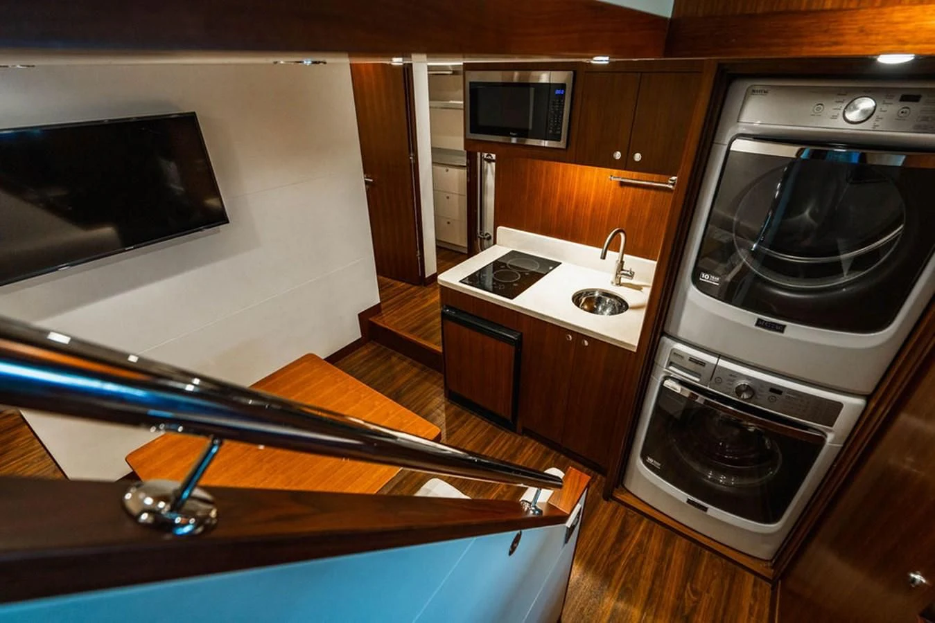 a kitchen with a large stainless steel oven and a stainless steel oven aboard FAR NIENTE Yacht for Sale