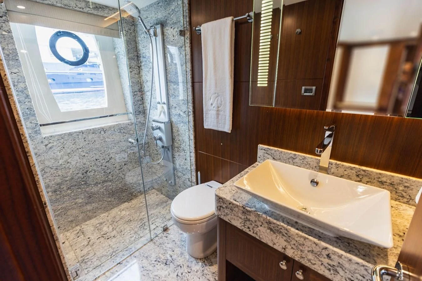 a bathroom with a sink and toilet aboard FAR NIENTE Yacht for Sale