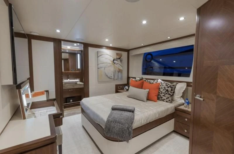 a bed in a room aboard FAR NIENTE Yacht for Sale