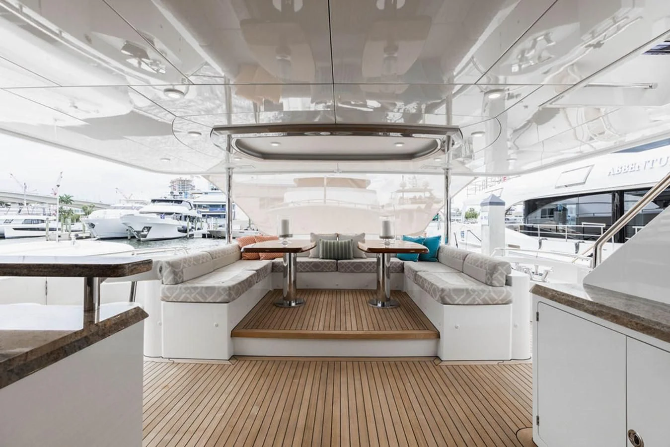 a room with a couch and a table aboard FAR NIENTE Yacht for Sale