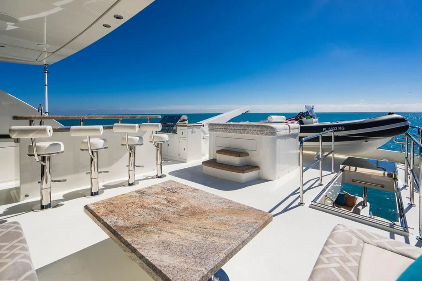 a large white boat on a body of water aboard FAR NIENTE Yacht for Sale