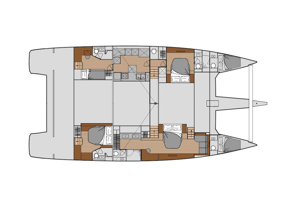 a drawing of a house aboard PIXIE Yacht for Charter