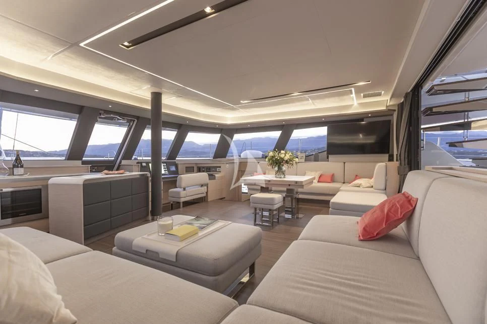inside of a car aboard PIXIE Yacht for Charter
