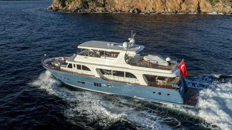 a boat on the water aboard EMPIRE Yacht for Sale
