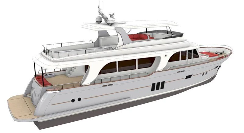 a white yacht with black trim aboard EMPIRE Yacht for Sale