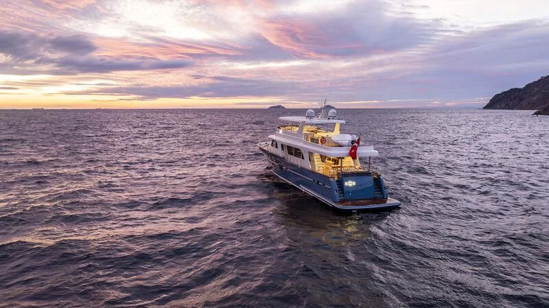 a boat in the water aboard EMPIRE Yacht for Sale