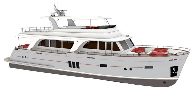 a white yacht with a white background aboard EMPIRE Yacht for Sale