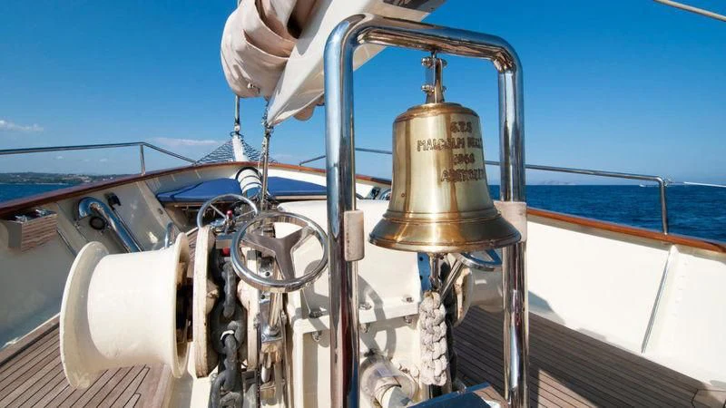 a ship with a large metal pad aboard MALCOLM MILLER Yacht for Sale