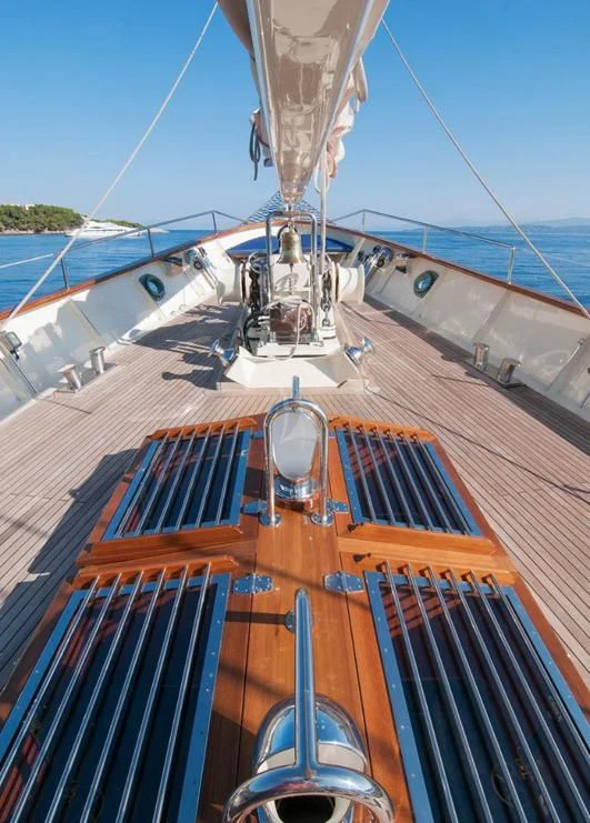 the deck of a boat aboard MALCOLM MILLER Yacht for Sale