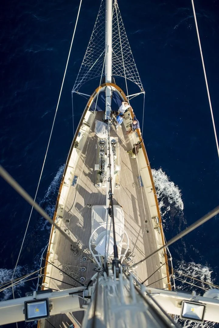 a large ship in the water aboard MALCOLM MILLER Yacht for Sale
