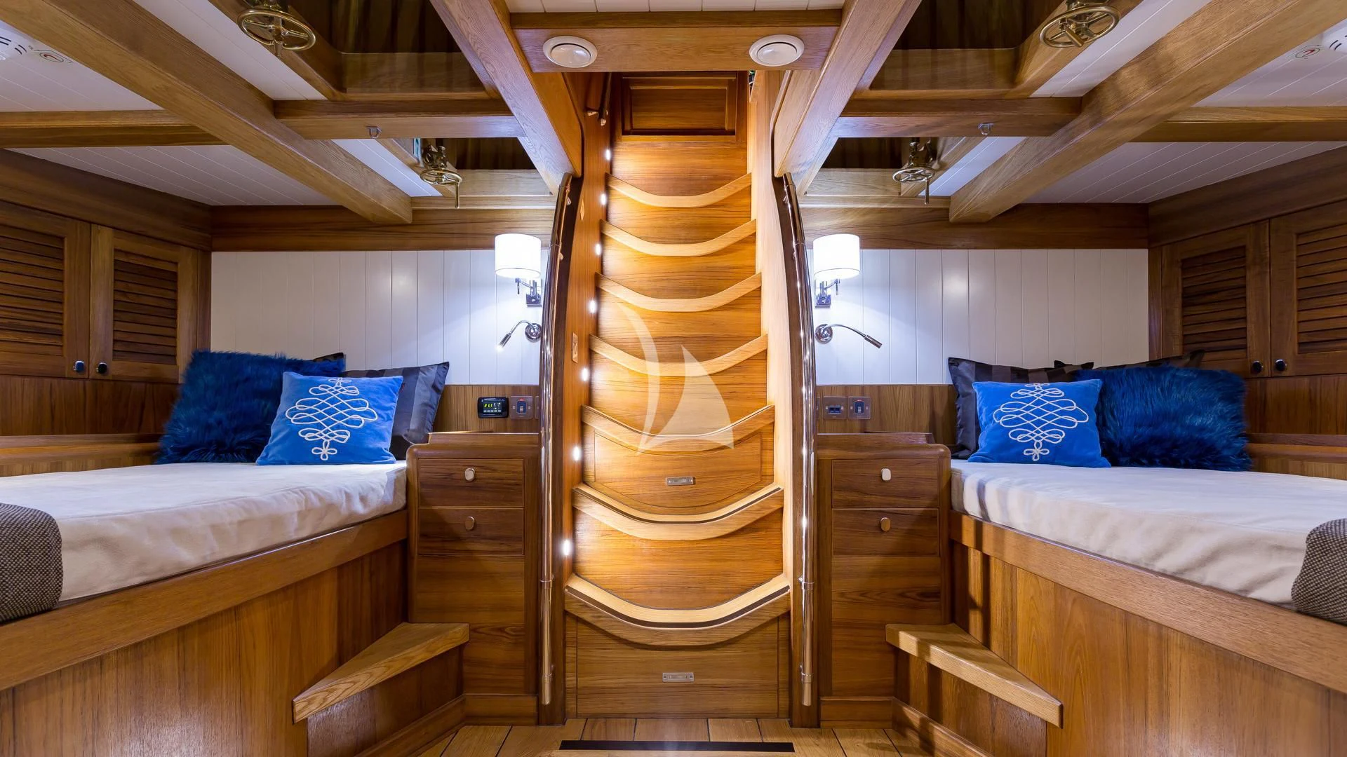 a room with bunk beds aboard MALCOLM MILLER Yacht for Sale