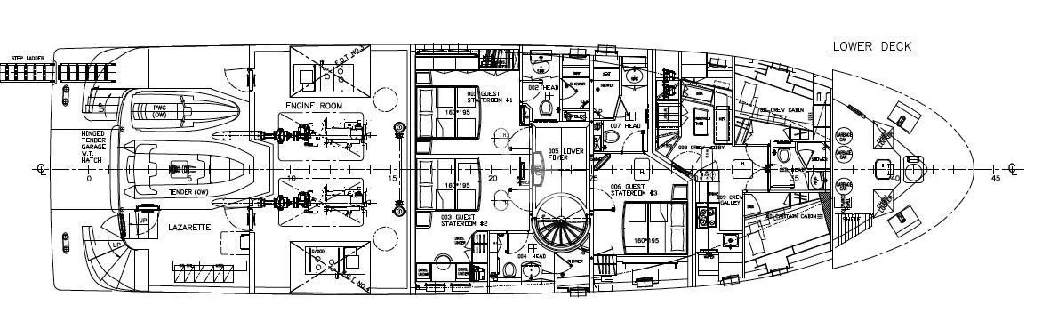 diagram, engineering drawing aboard INTRIGUE Yacht for Sale