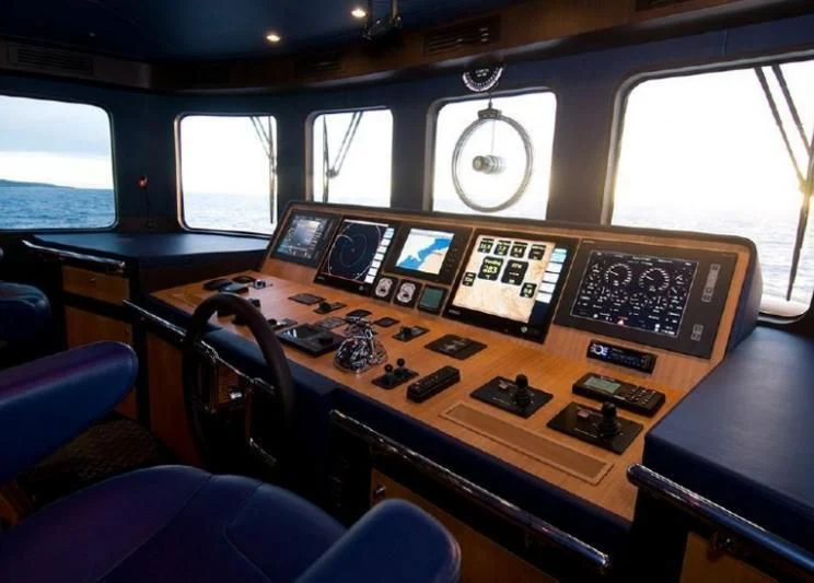 a control panel in a train aboard INTRIGUE Yacht for Sale