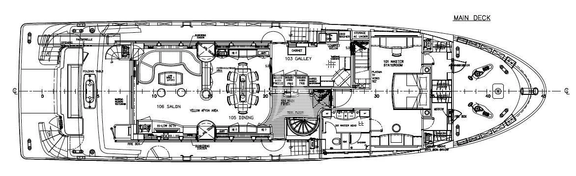 diagram, engineering drawing aboard INTRIGUE Yacht for Sale