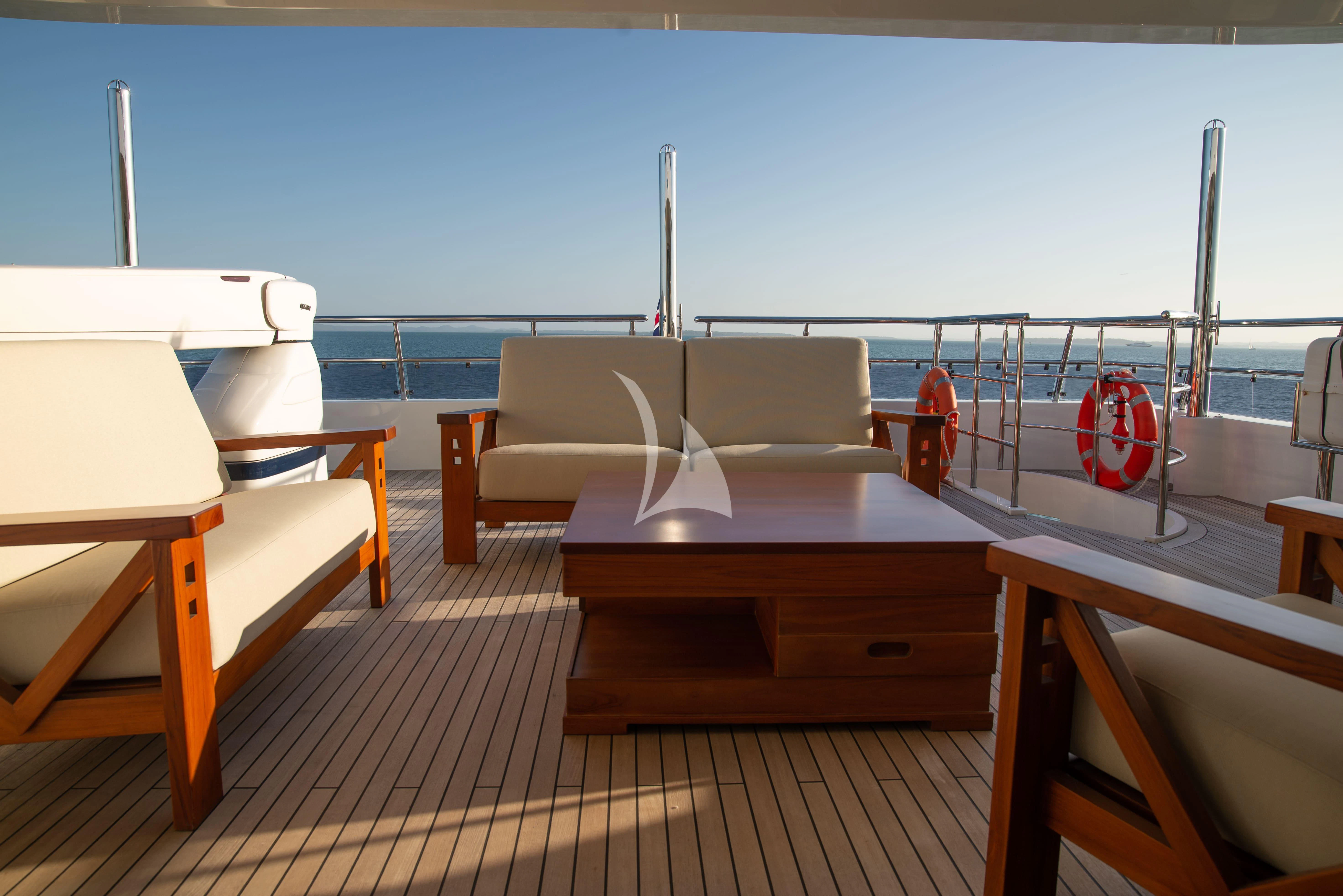 a boat on a deck aboard INTRIGUE Yacht for Sale