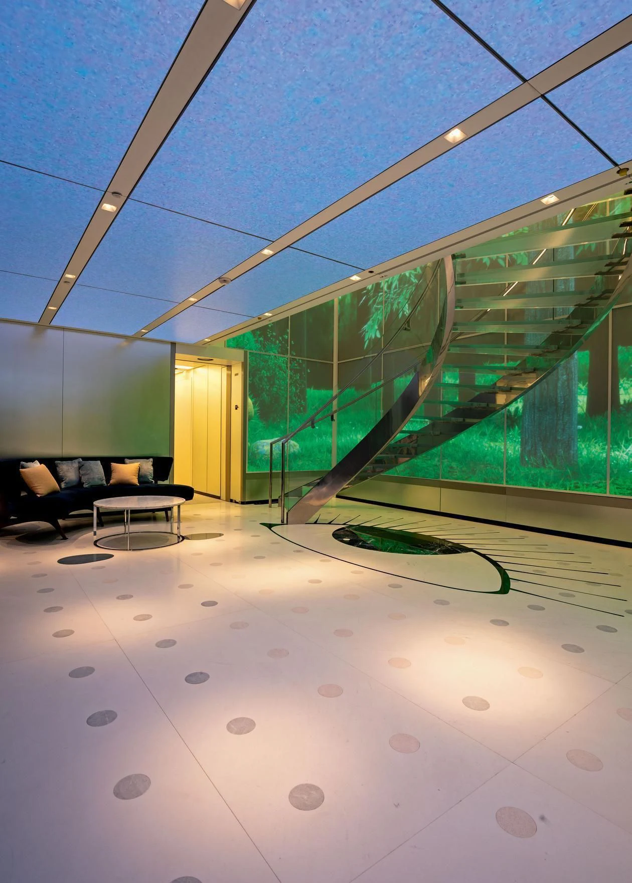 a room with a glass ceiling and a large glass window aboard LUMINOSITY Yacht for Sale