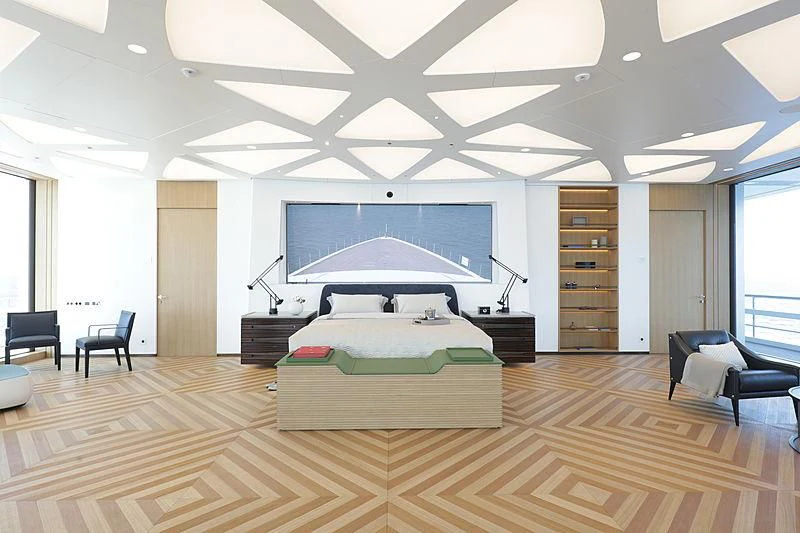 a room with a large screen aboard LUMINOSITY Yacht for Sale