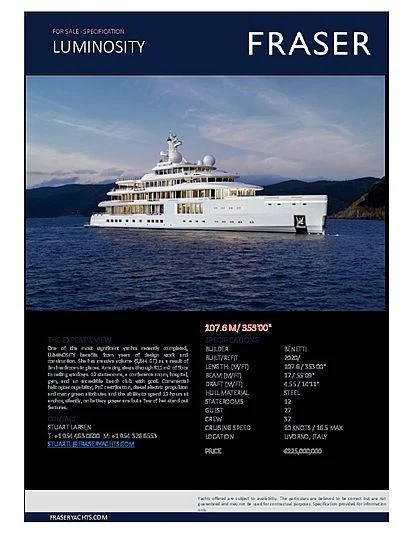 graphical user interface, website aboard LUMINOSITY Yacht for Sale