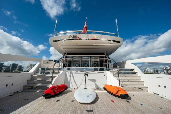 a boat on a deck aboard ABOUT TIME Yacht for Sale